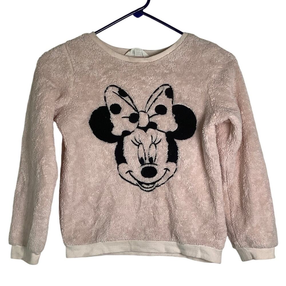 H&M x Disney Girls' 8-10Y Pink Minnie Mouse Teddy Fleece Cozy Sweatshirt Q6-34